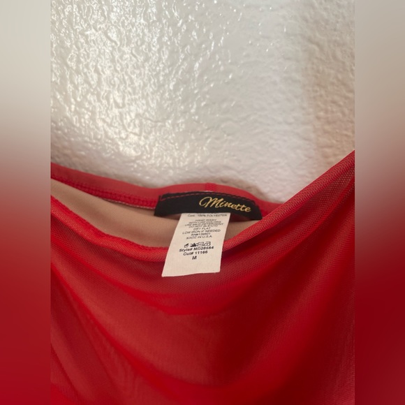 MINETTW Red-mesh dress with nude underlay NWT - Picture 7 of 9